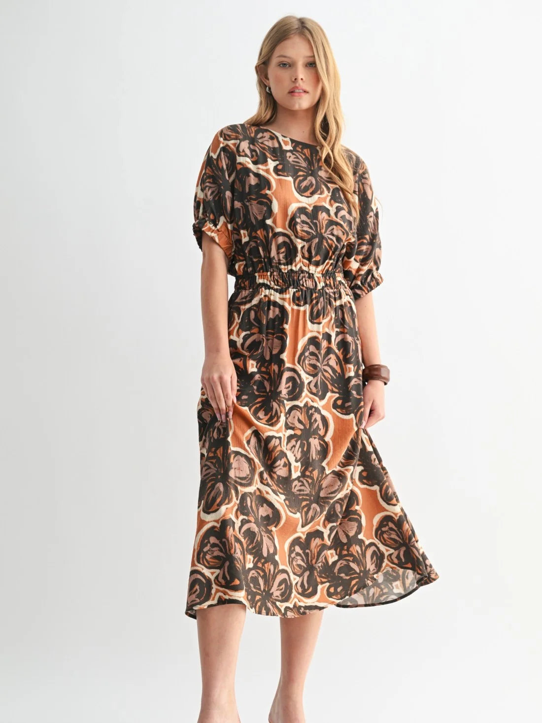 Fun Fall Blooms Midi Dress