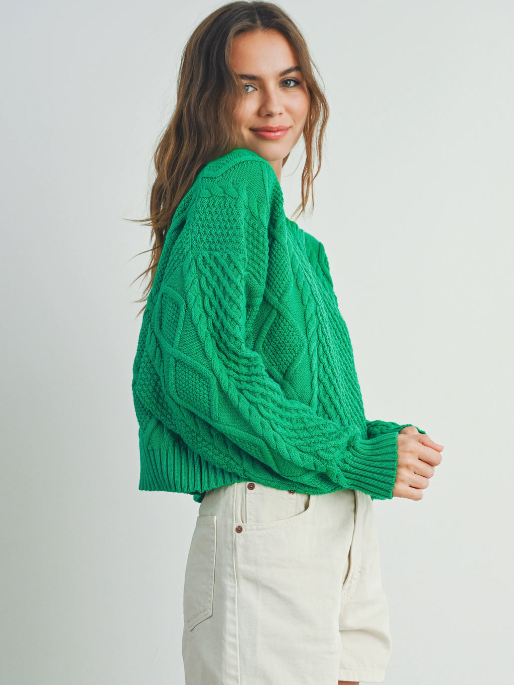 Cabled Argyle Pullover Sweater