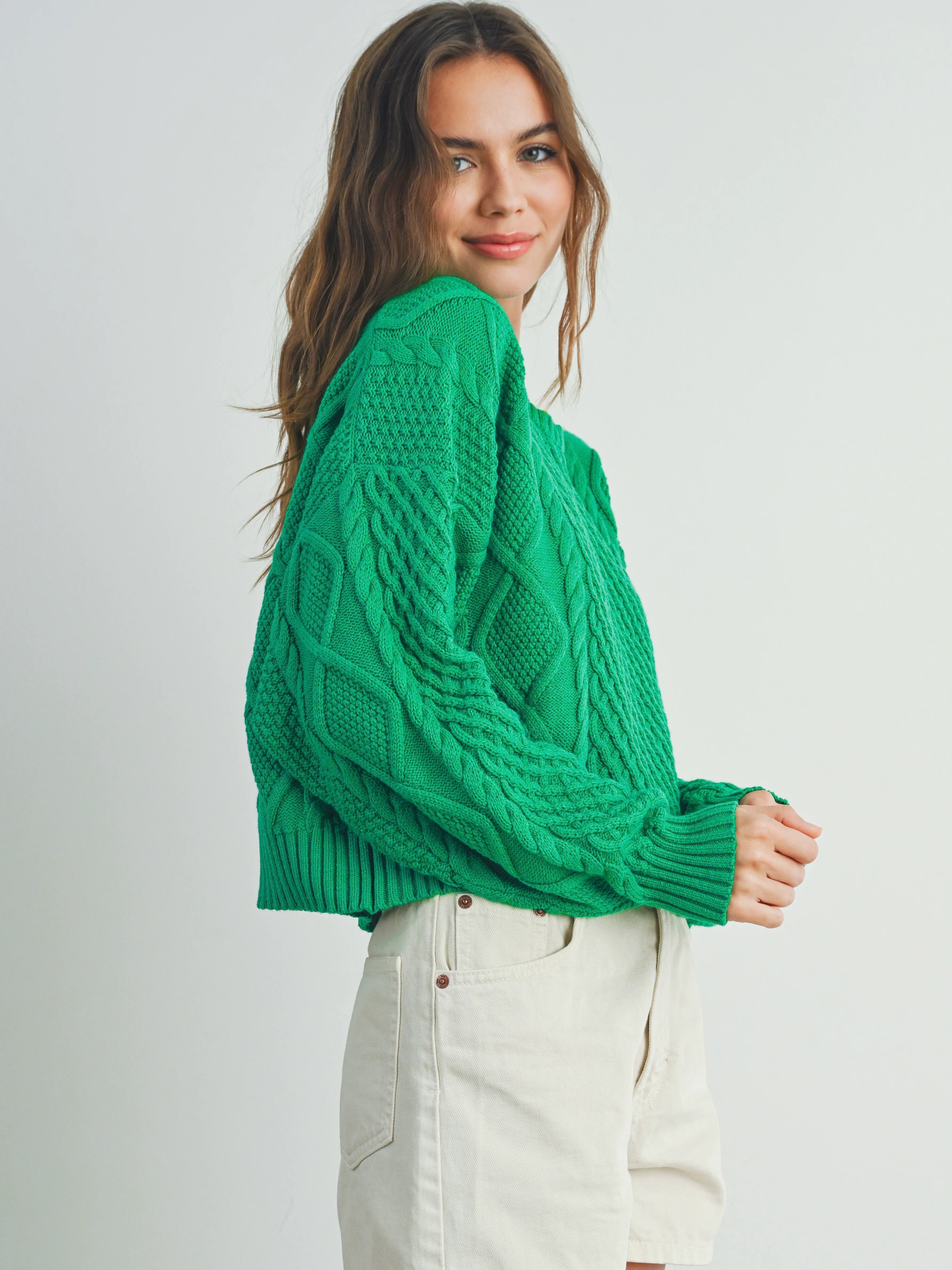 Cabled Argyle Pullover Sweater