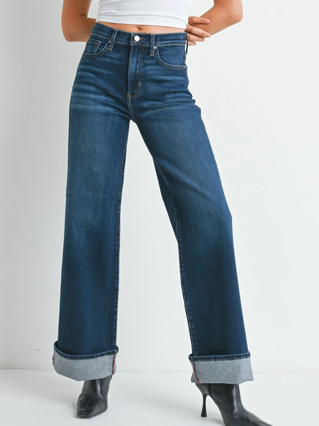 Just Black Denim : Cuffed Palazzo Jean