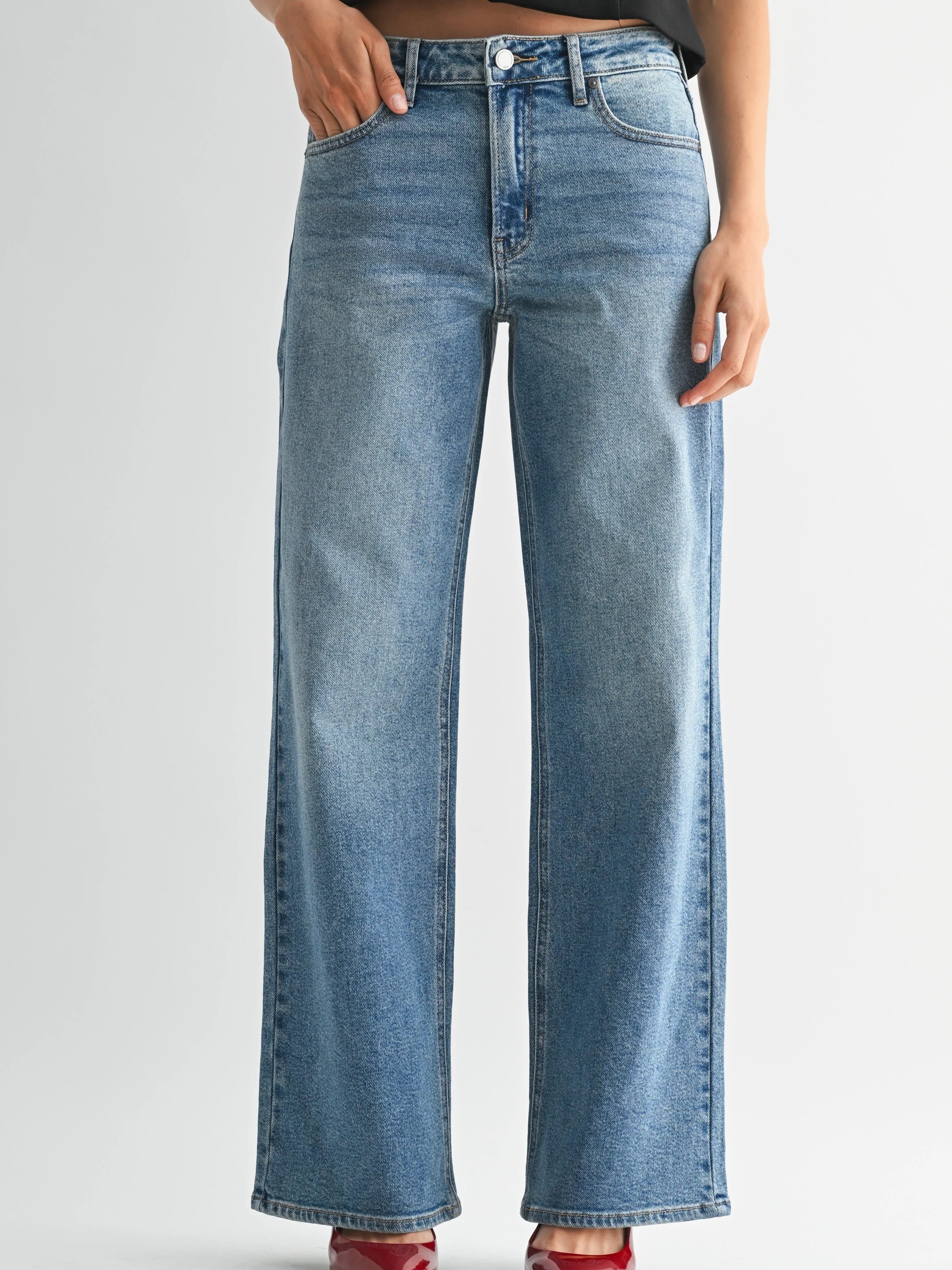 Just Black Denim : High Rise Full Length Straight