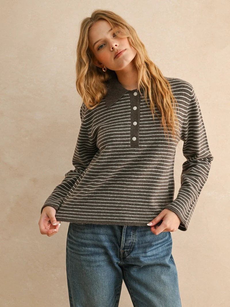 Stripe Polo Sweater
