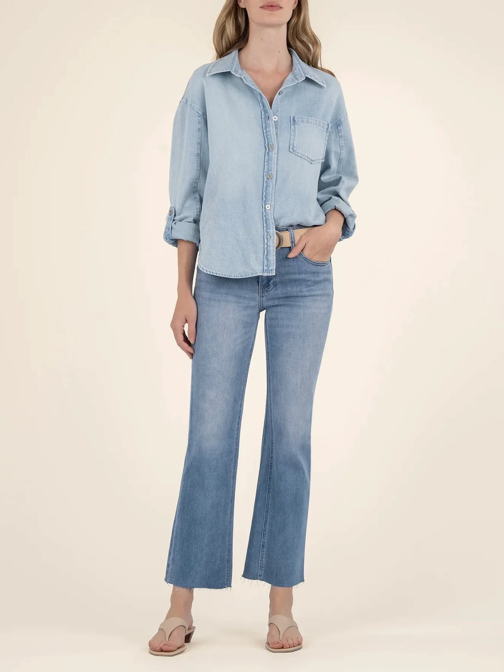 Kut Jeans : Kelsey High Rise Ankle Flare Inset Leg Raw Hem