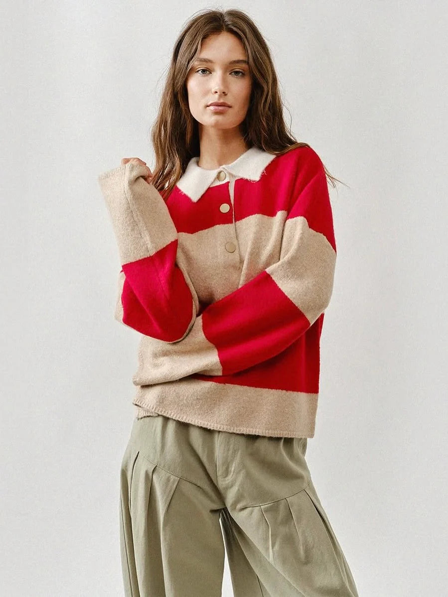 Striped Polo Sweater