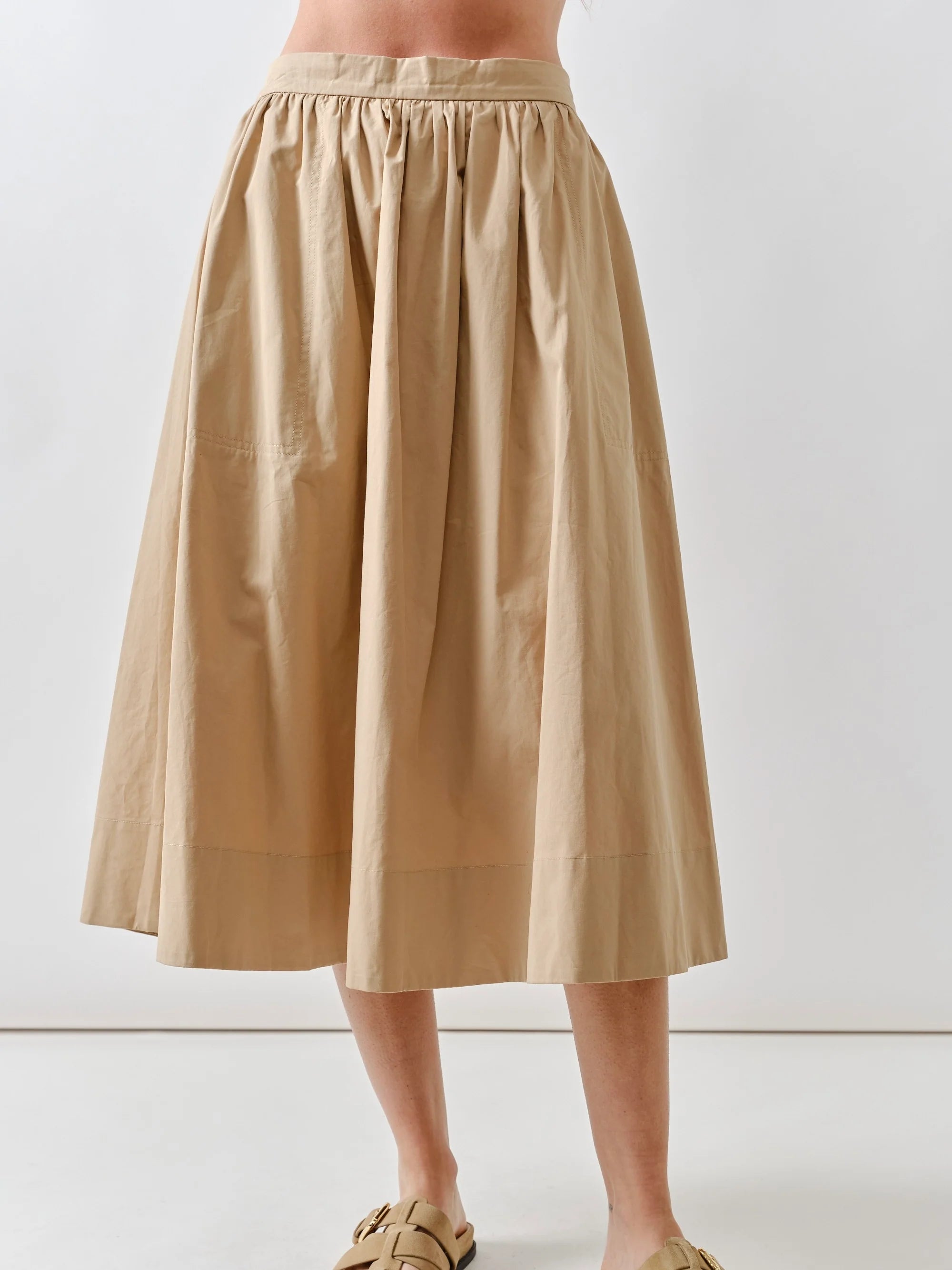 Poplin Midi Full Skirt