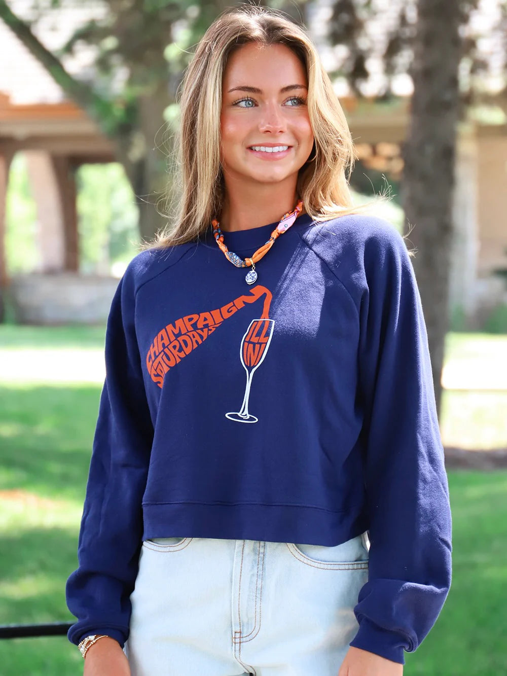 Champaign Saturdays Cropped Raglan Sweatshirt