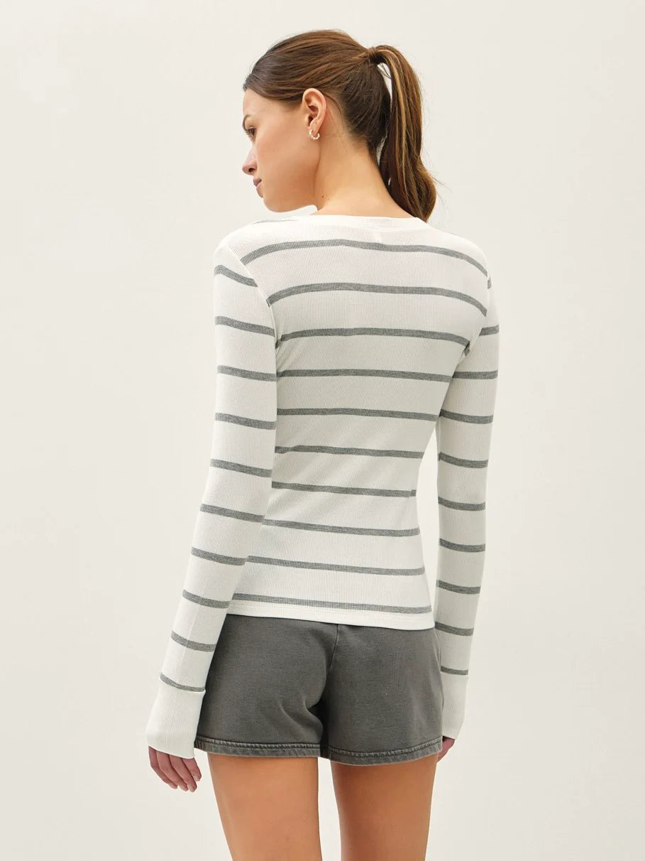 Classic Rib Henley Long Sleeve Top
