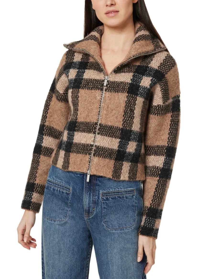 Plaid Zip Front Cardigan