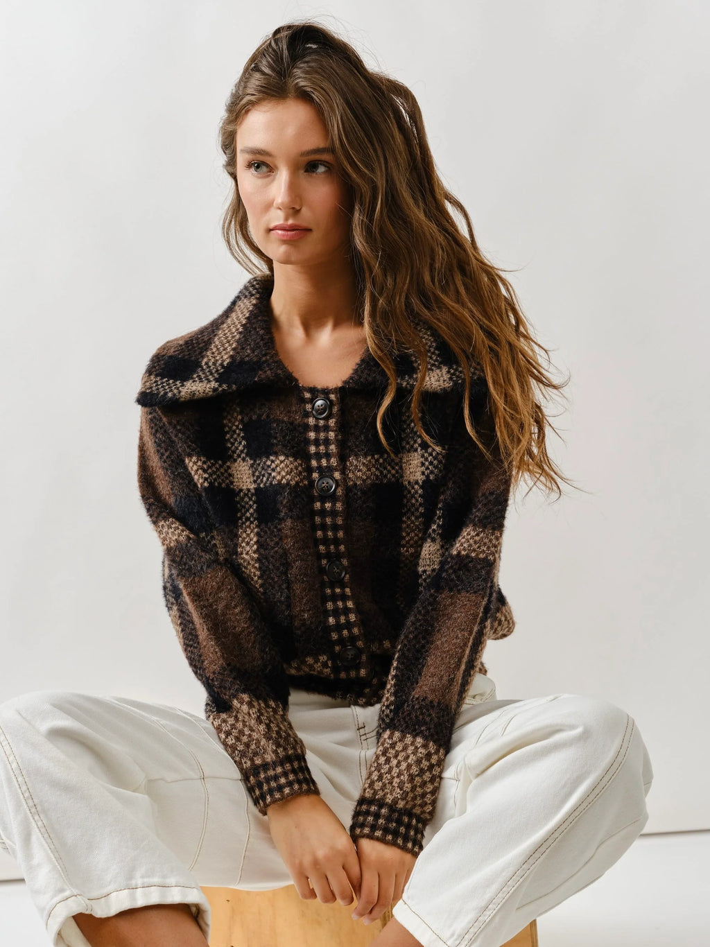 Plaid Button Down Cardigan