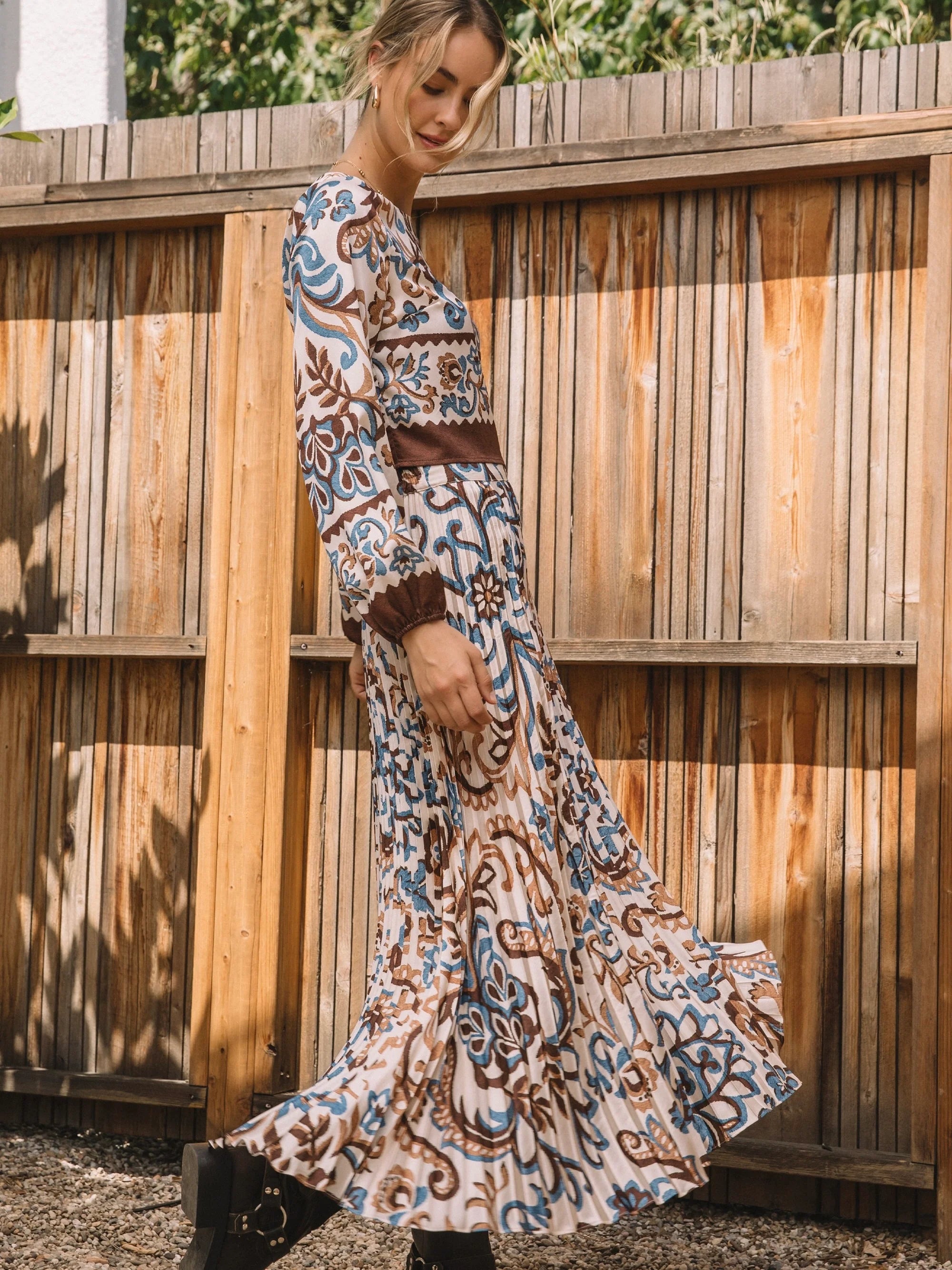 Yellowstone Printed Pleated Skirt