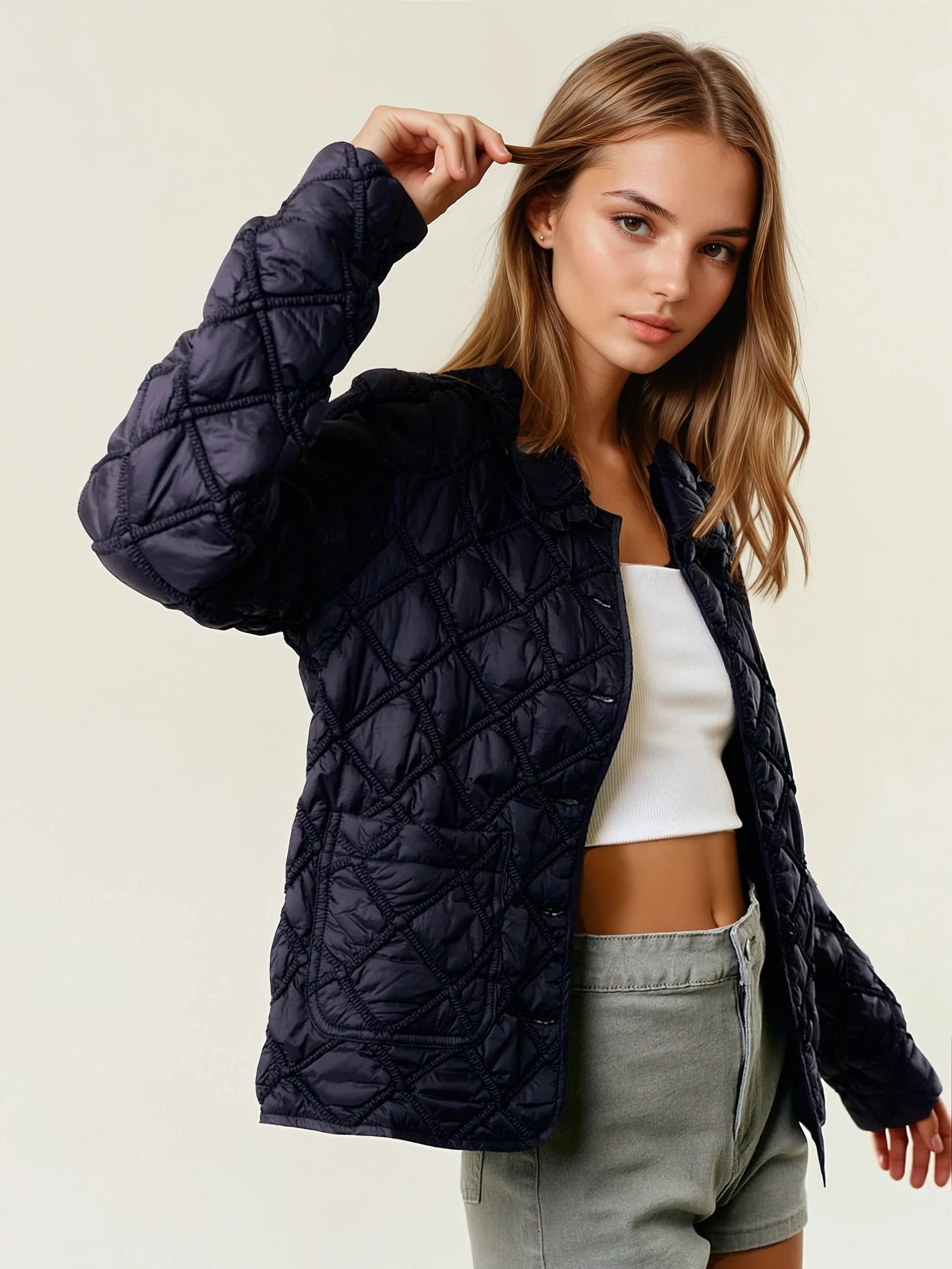 Chloe Quilted Button Down Jacket