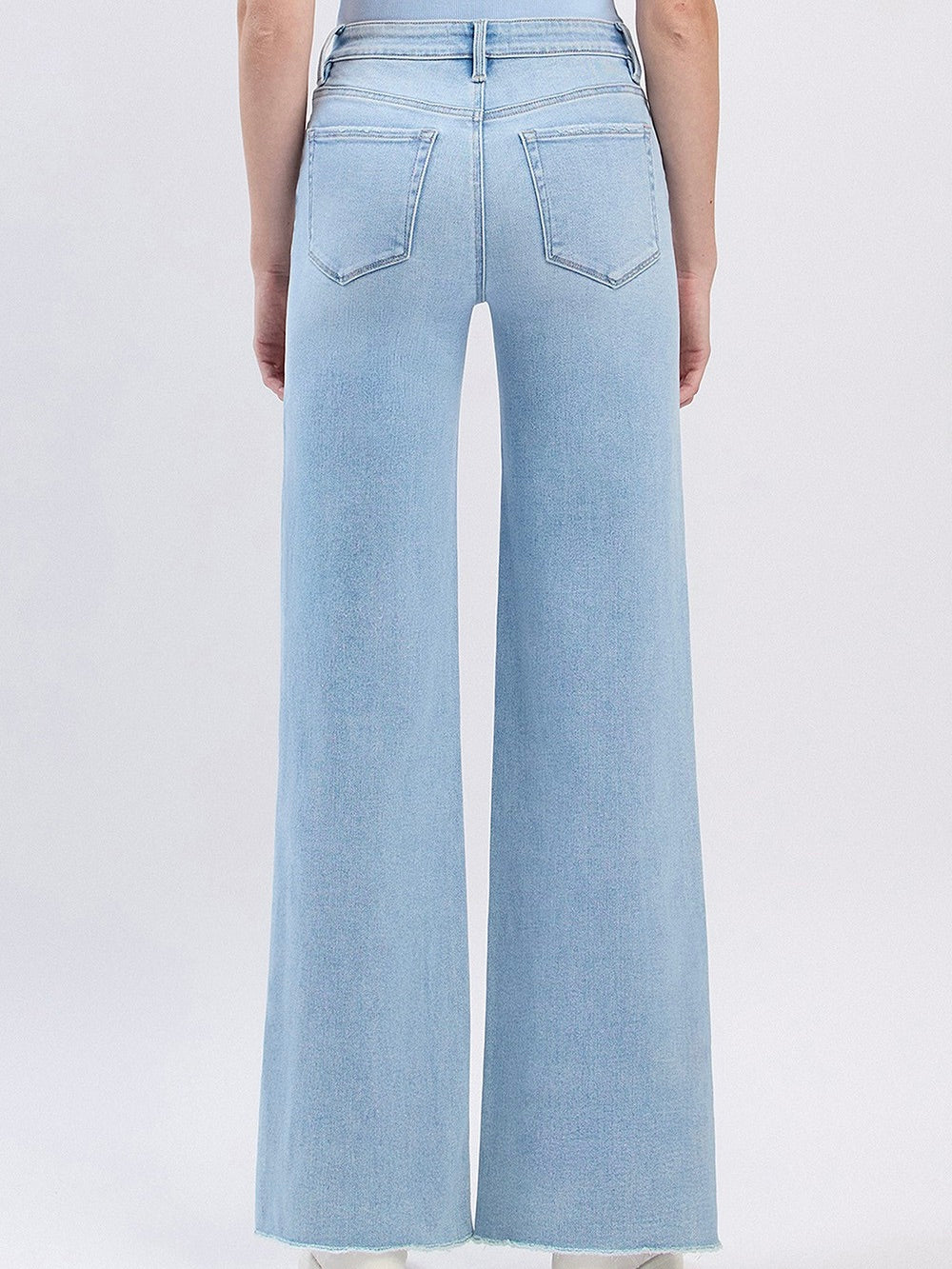 Vervet : High Rise Comfort Stretch Raw Hem  Wide Leg Jean