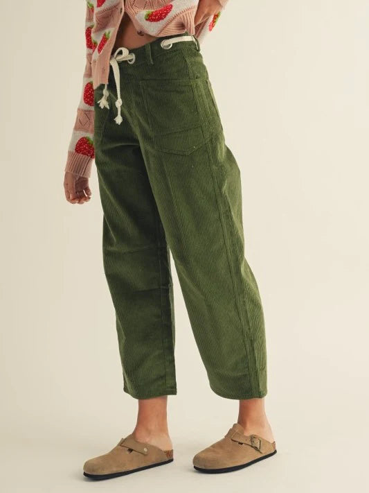 Corduroy Relaxed Pocket Rope String Pants