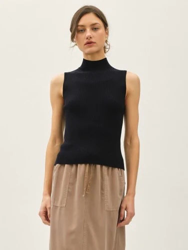 Ribbed Turtleneck Sleeveless Sweater