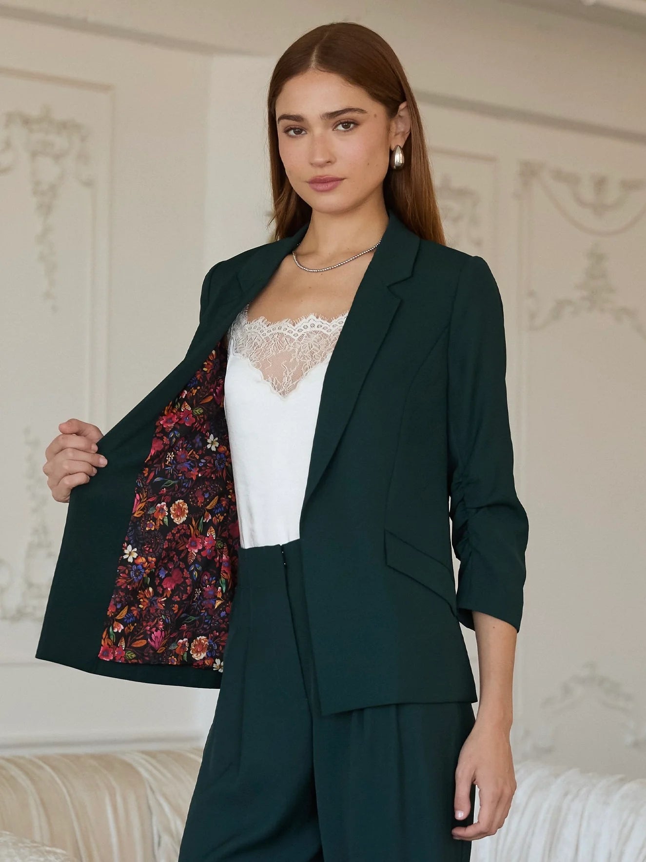 Shirred Sleeve Blazer