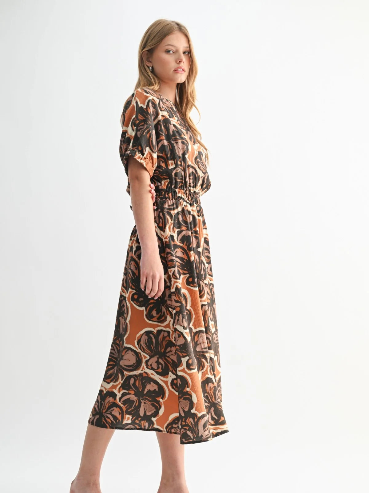 Fun Fall Blooms Midi Dress
