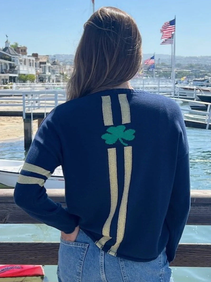 Notre Dame Shamrock Varsity V-Neck Sweater