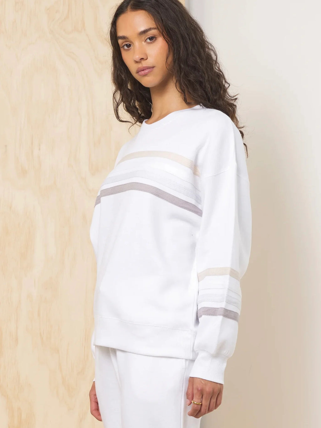 Stripe Burnout Fleece Crewneck