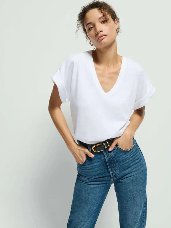 Stevie Cuffed V-Neck Top