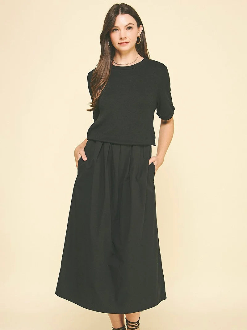 Contrast Short Sleeve Dress