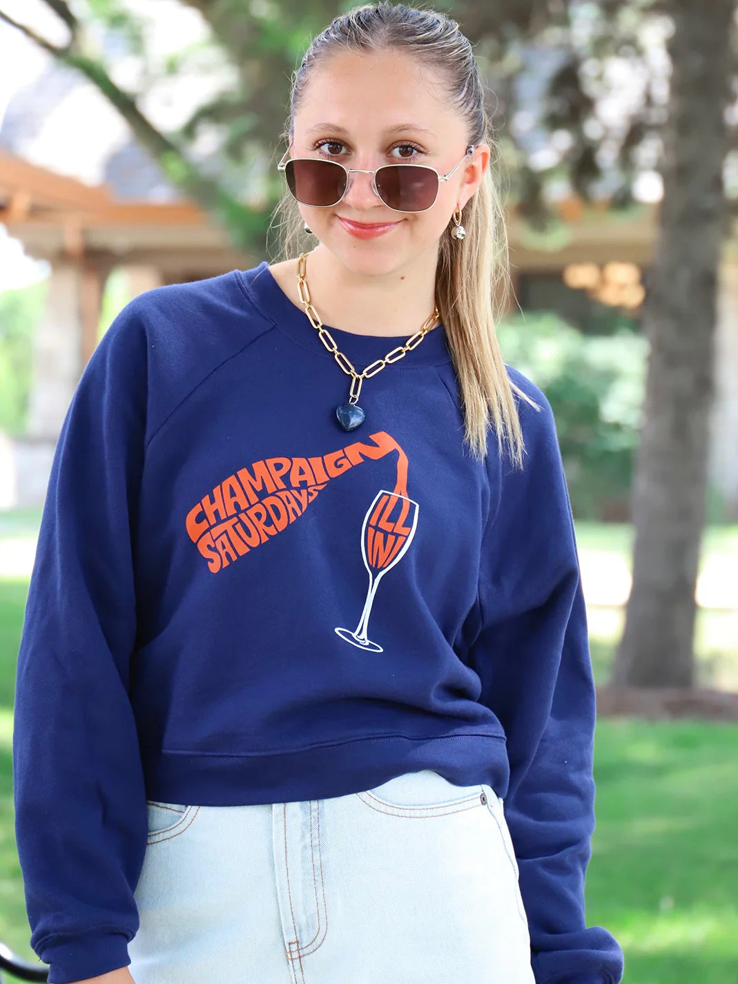 Champaign Saturdays Cropped Raglan Sweatshirt