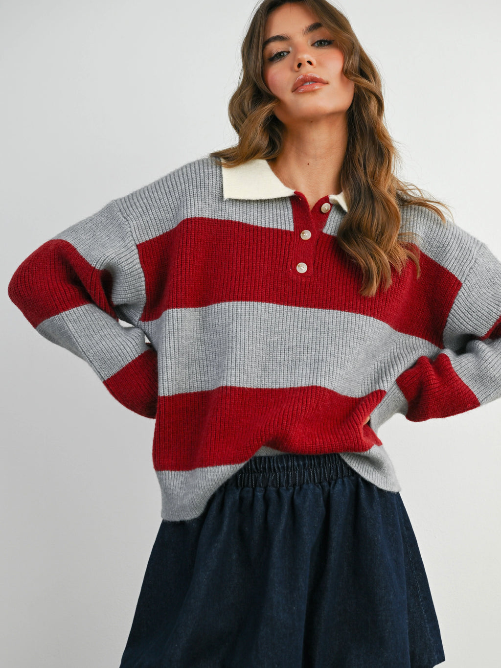 Contrast Collar Rugby Sweater