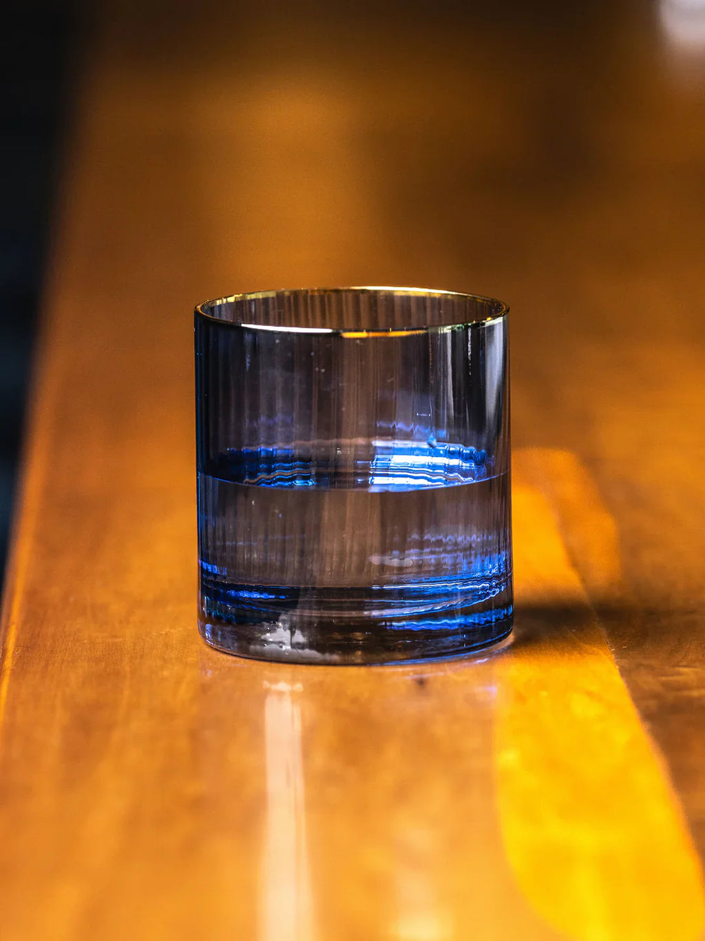 Ribbed Blue Cocktail Glass