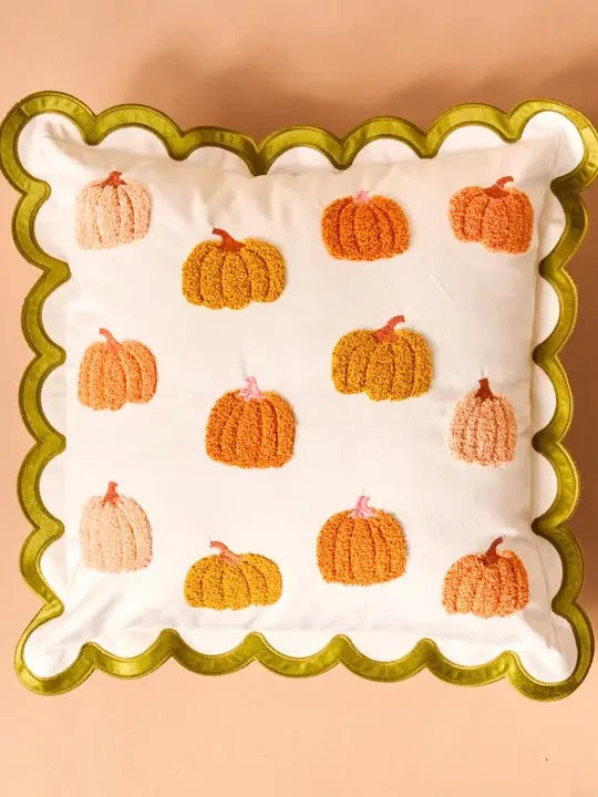 Scalloped Square Throw Pillow - Pumpkin Patch