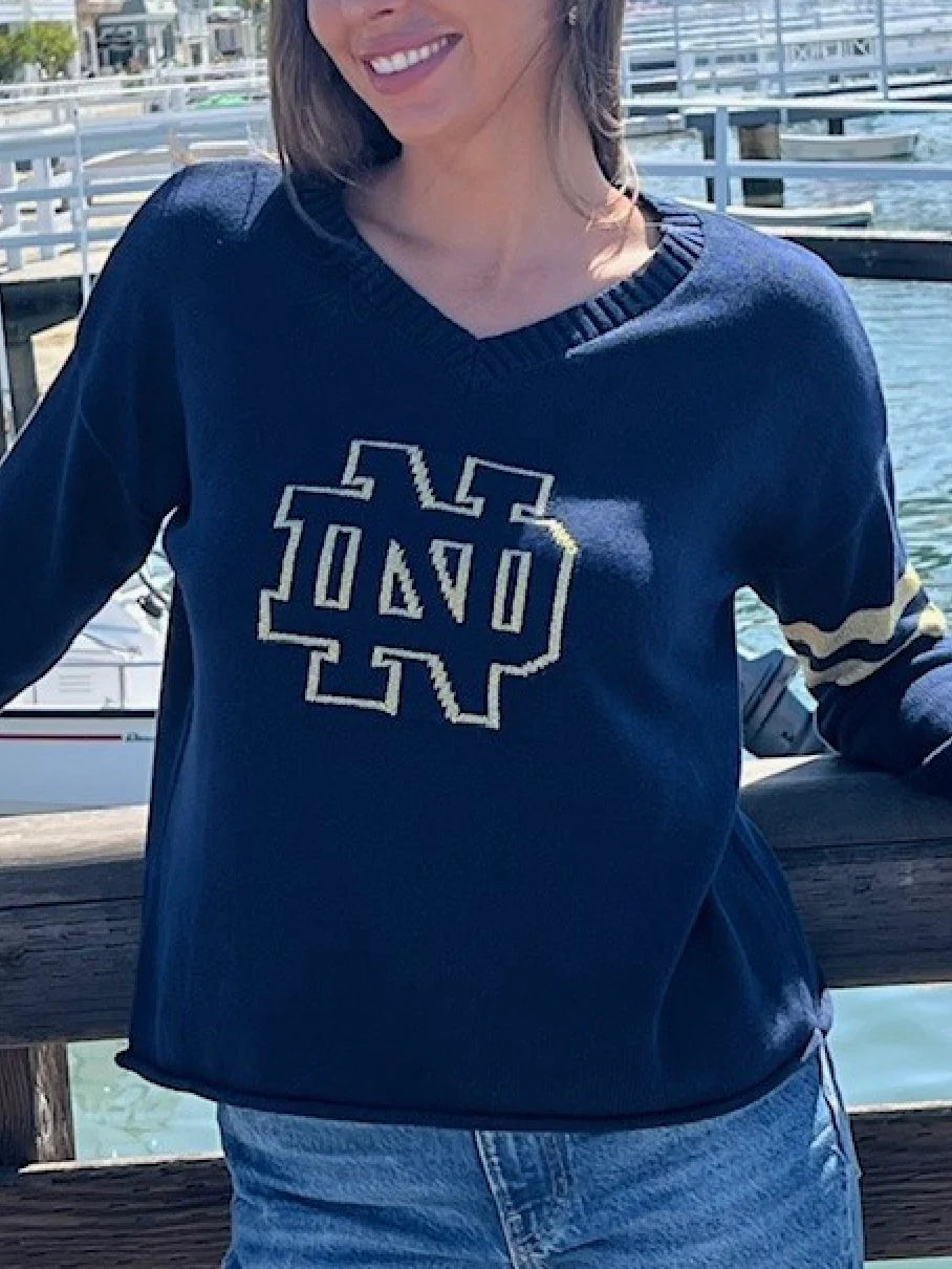 Notre Dame Shamrock Varsity V-Neck Sweater