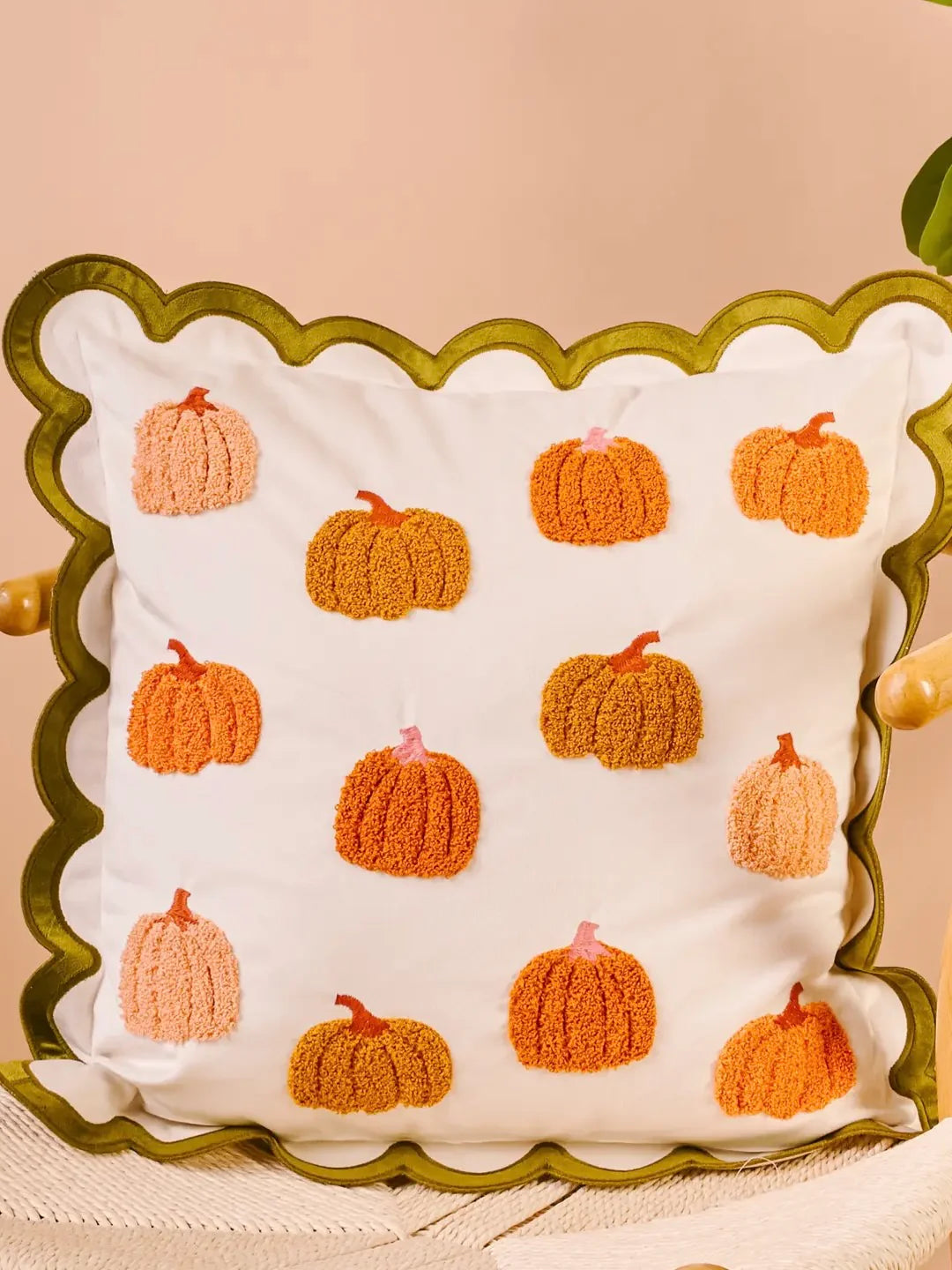 Scalloped Square Throw Pillow - Pumpkin Patch