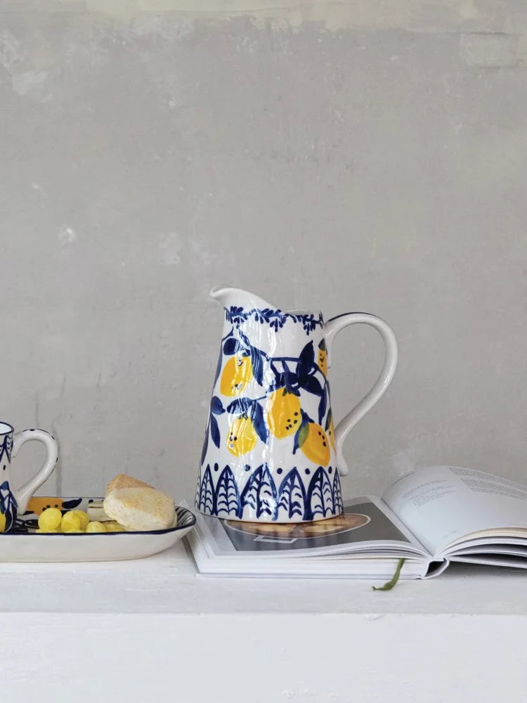 Hand Painted Stoneware Pitcher