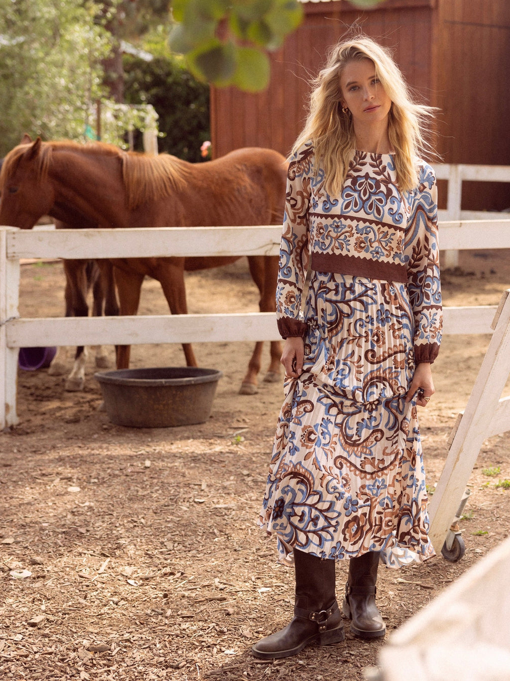 Yellowstone Printed Pleated Skirt