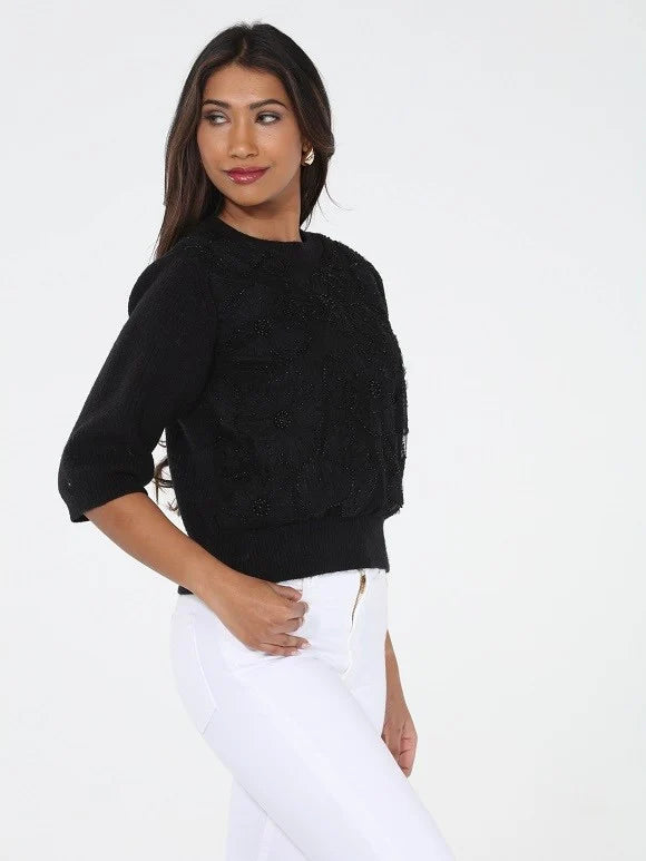 Taffy Textured Floral Sweater