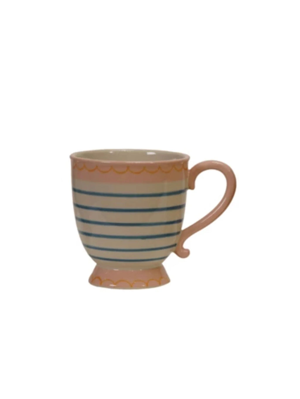 Hand Painted Stoneware Footed Mug