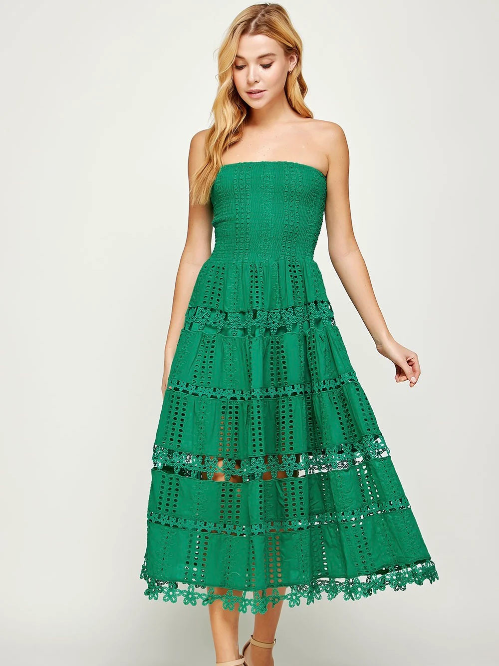 Eyelet Lace Tube Dress