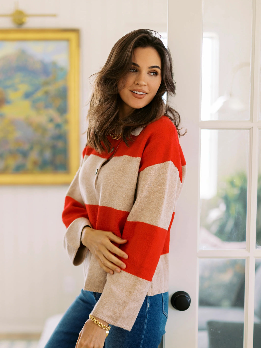 Striped Polo Sweater