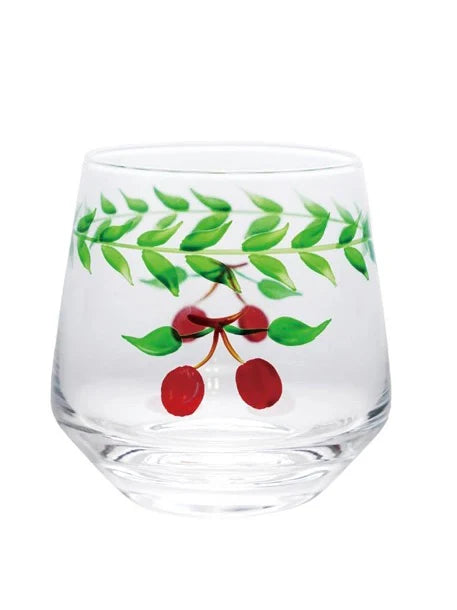 Hand Painted Cherry Drinking Glass