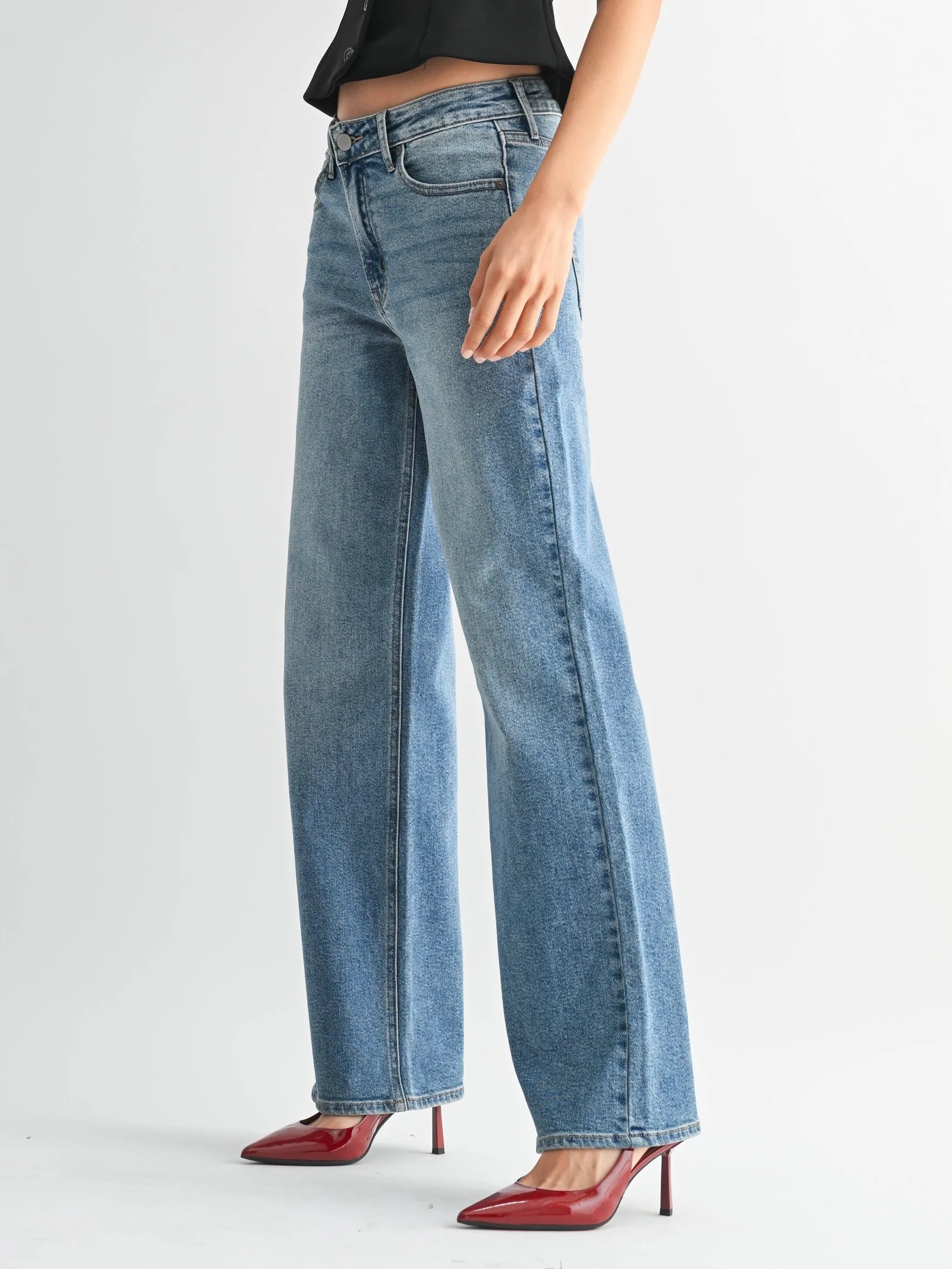 Just Black Denim : High Rise Full Length Straight