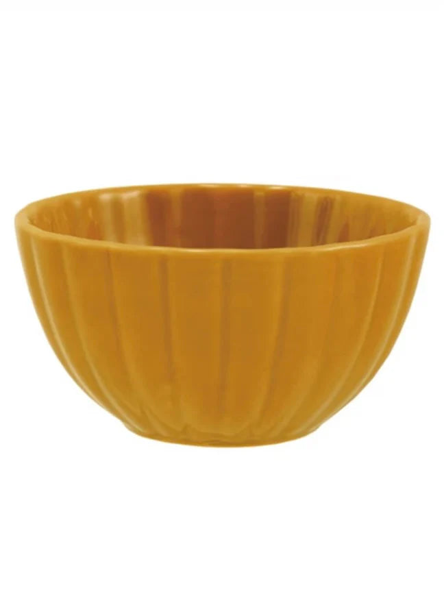 Stoneware Ribbed Reactive Glaze Bowl