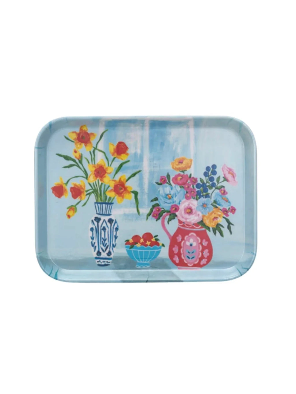 Bamboo Tray - Flowers in Vase