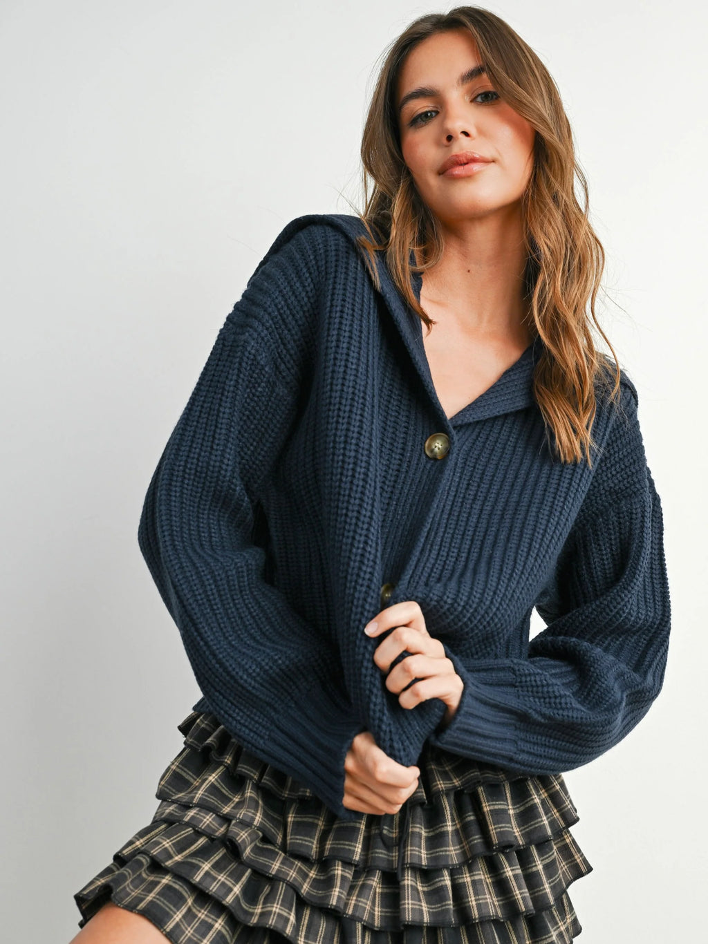 Chunky Cropped Button Cardigan