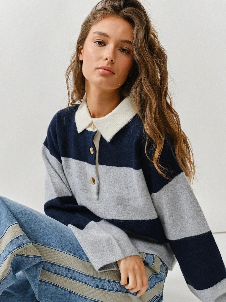 Striped Polo Sweater