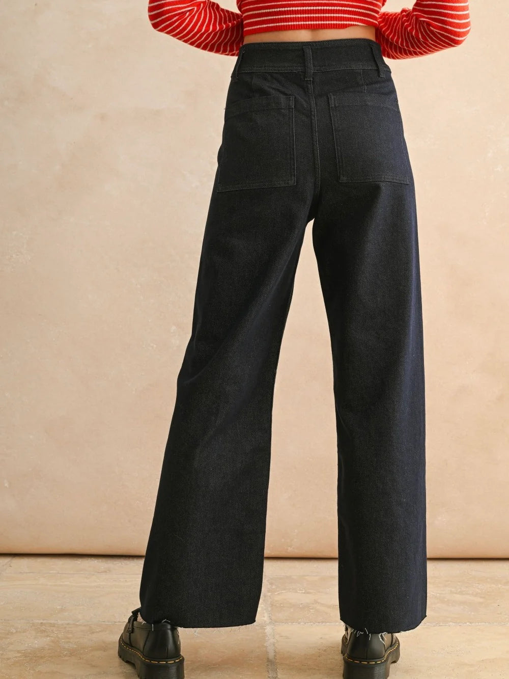 Straight Wide Leg Denim Pants