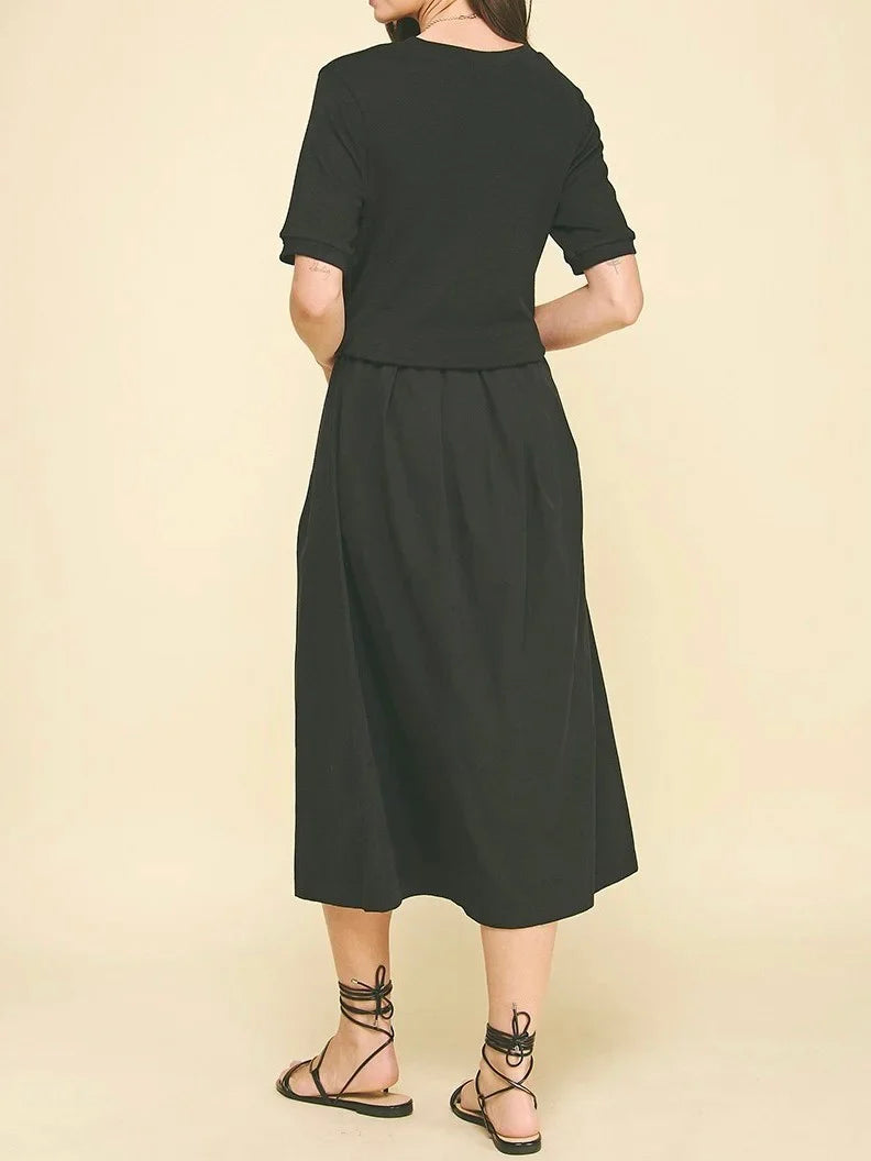 Contrast Short Sleeve Dress