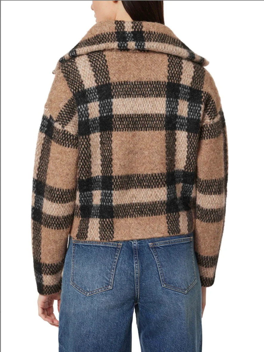Plaid Zip Front Cardigan