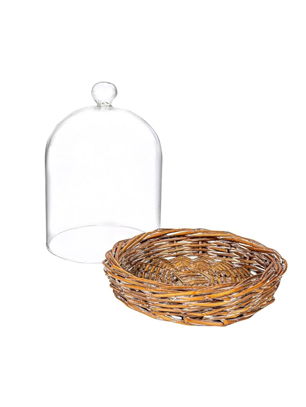 Decorative Glass Cloche with Willow Base