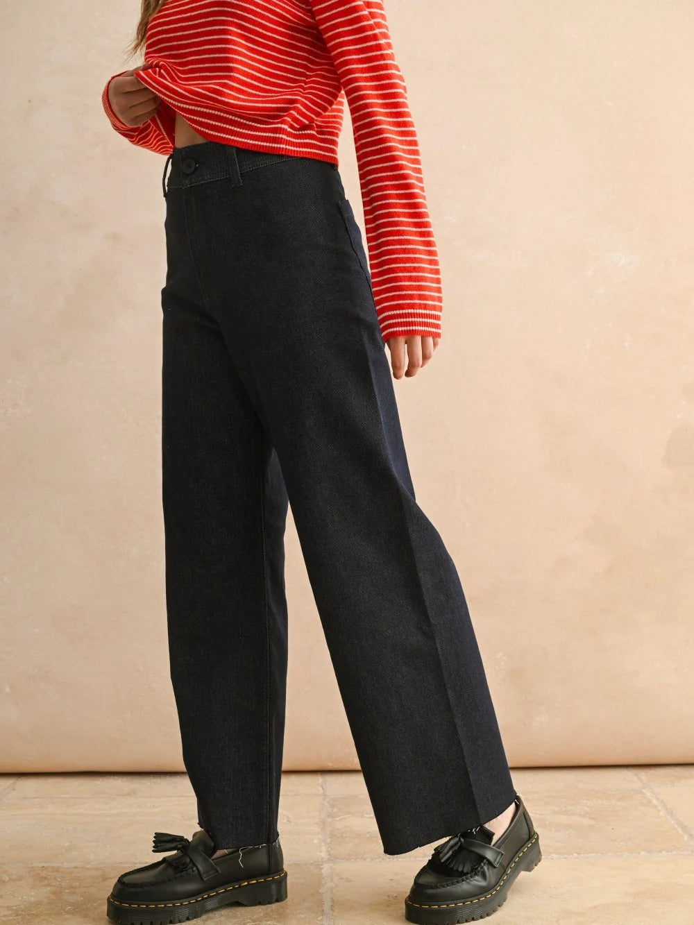 Straight Wide Leg Denim Pants