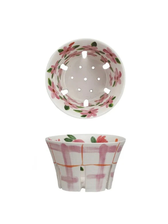 Hand Painted Plaid Berry Bowl